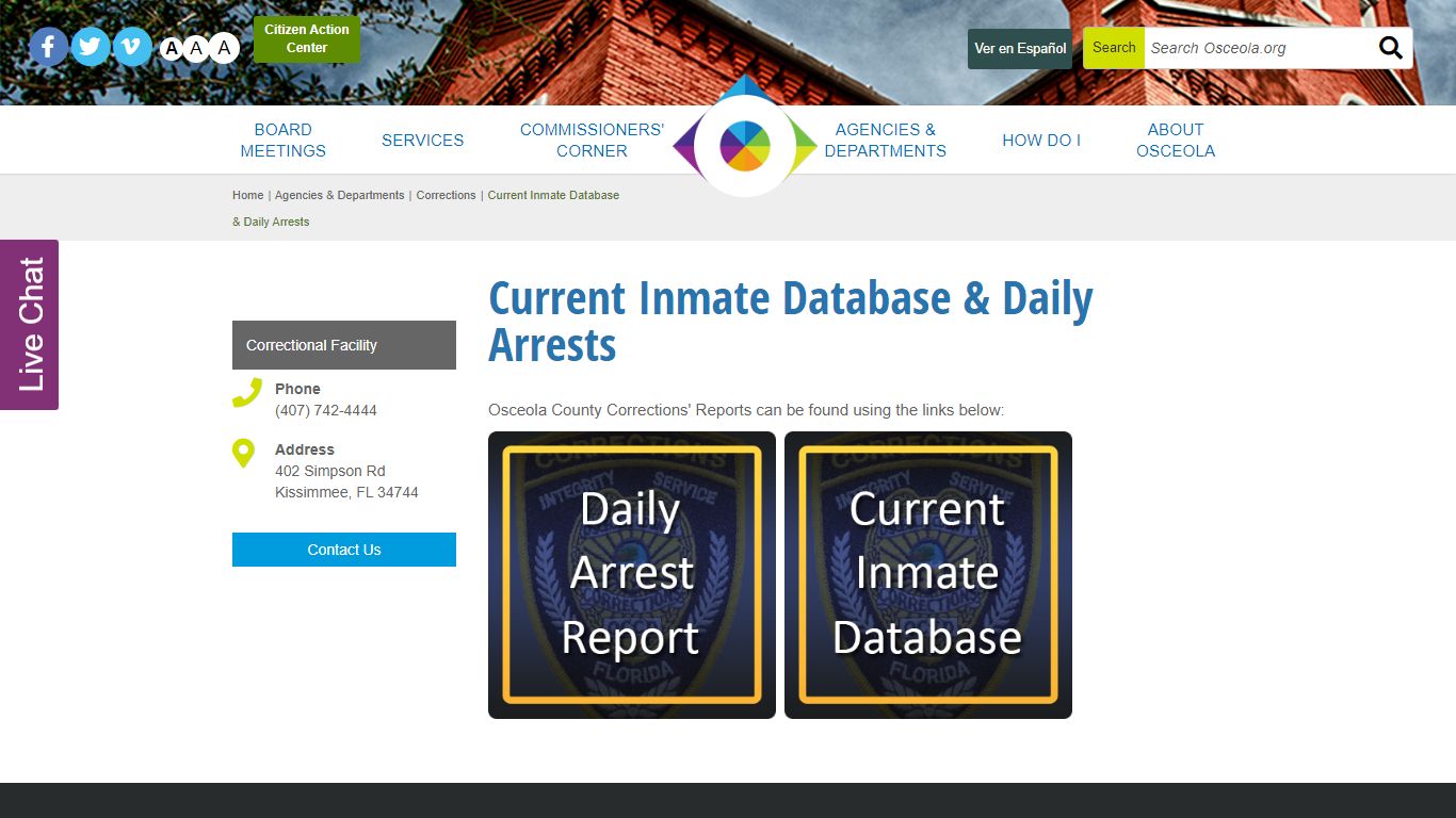 Current Inmate Database - Osceola County, Florida