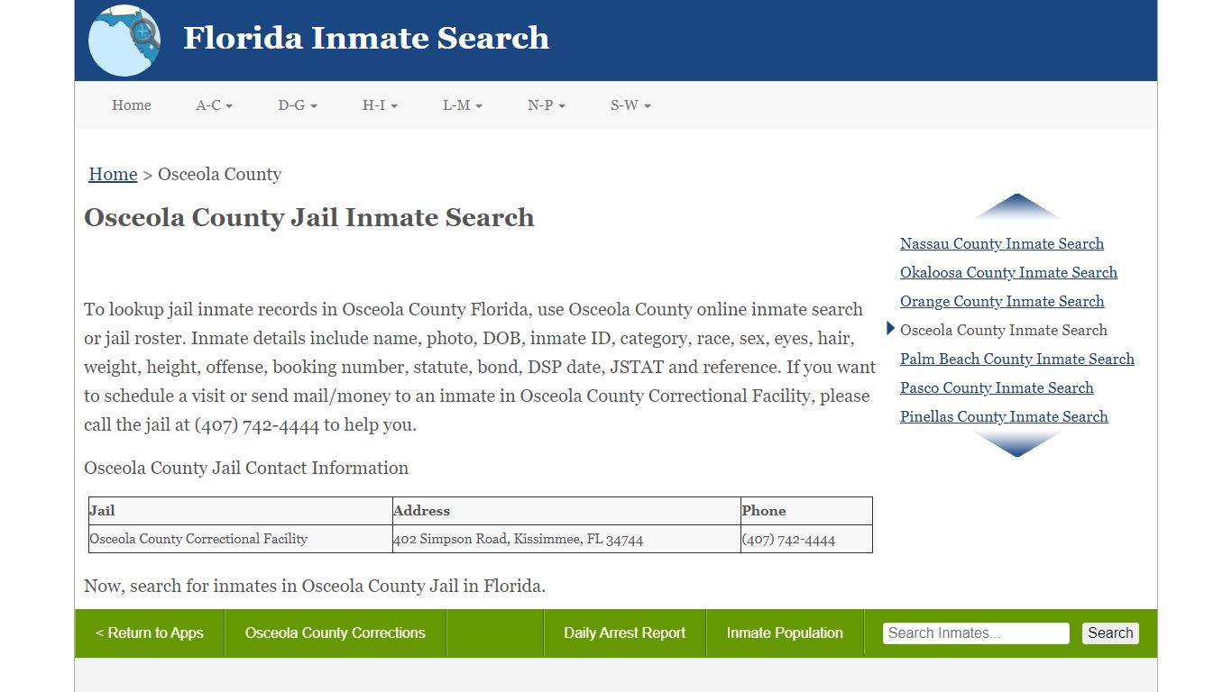 Inmate Search Osceola